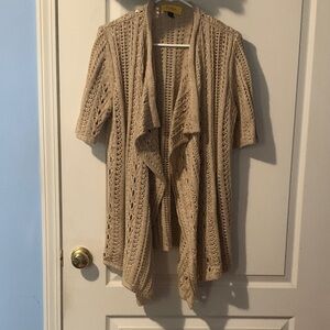 St. John Beige Open Knit Cardigan